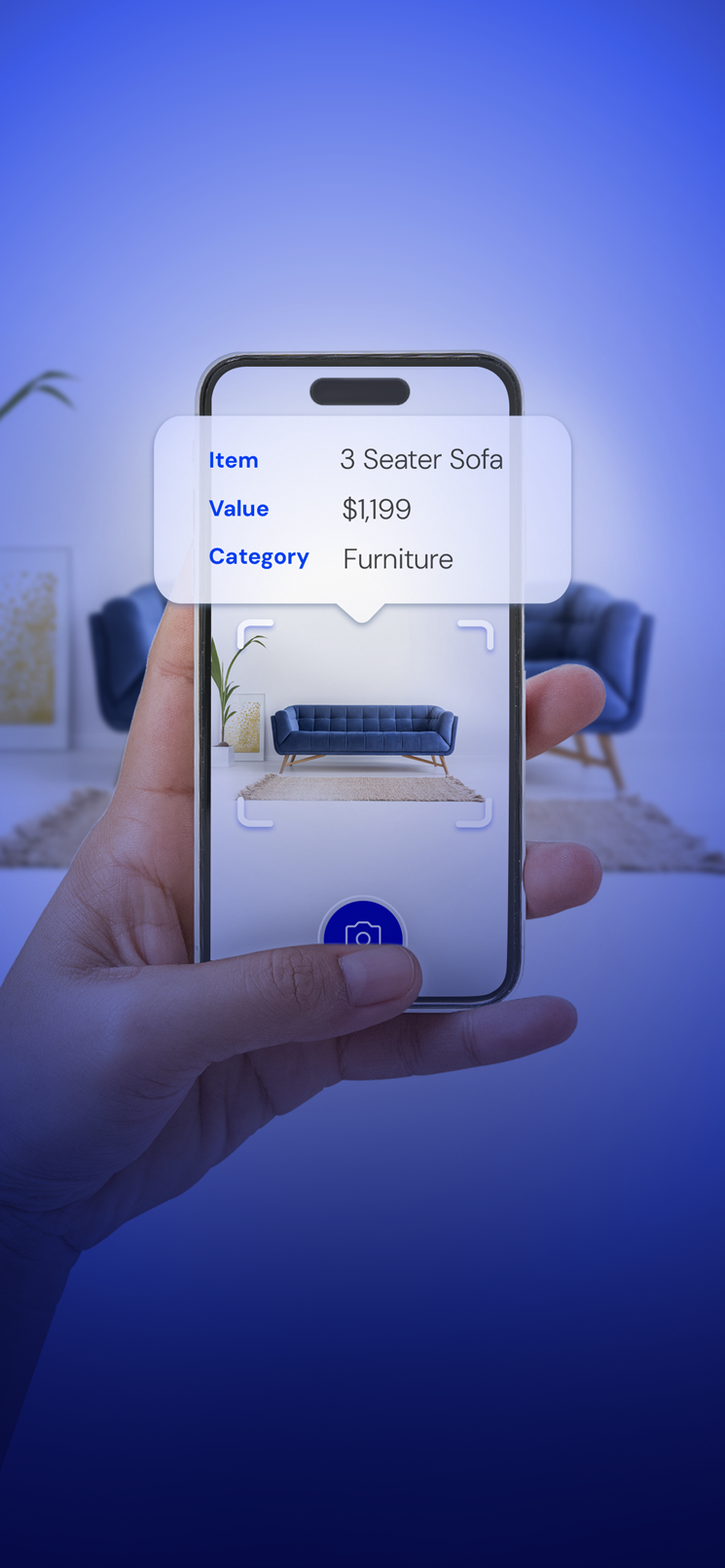 Photographing a sofa with myVal